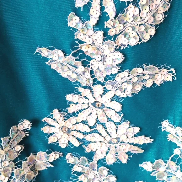 Stunning True Vintage Turquoise Velvet Dress XS - Picture 7 of 12